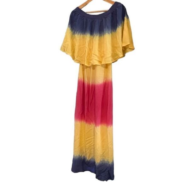 Area Ombre Off the Shoulder Vibrant Tie Dye Maxi Dress Size S NWT - Picture 11 of 13